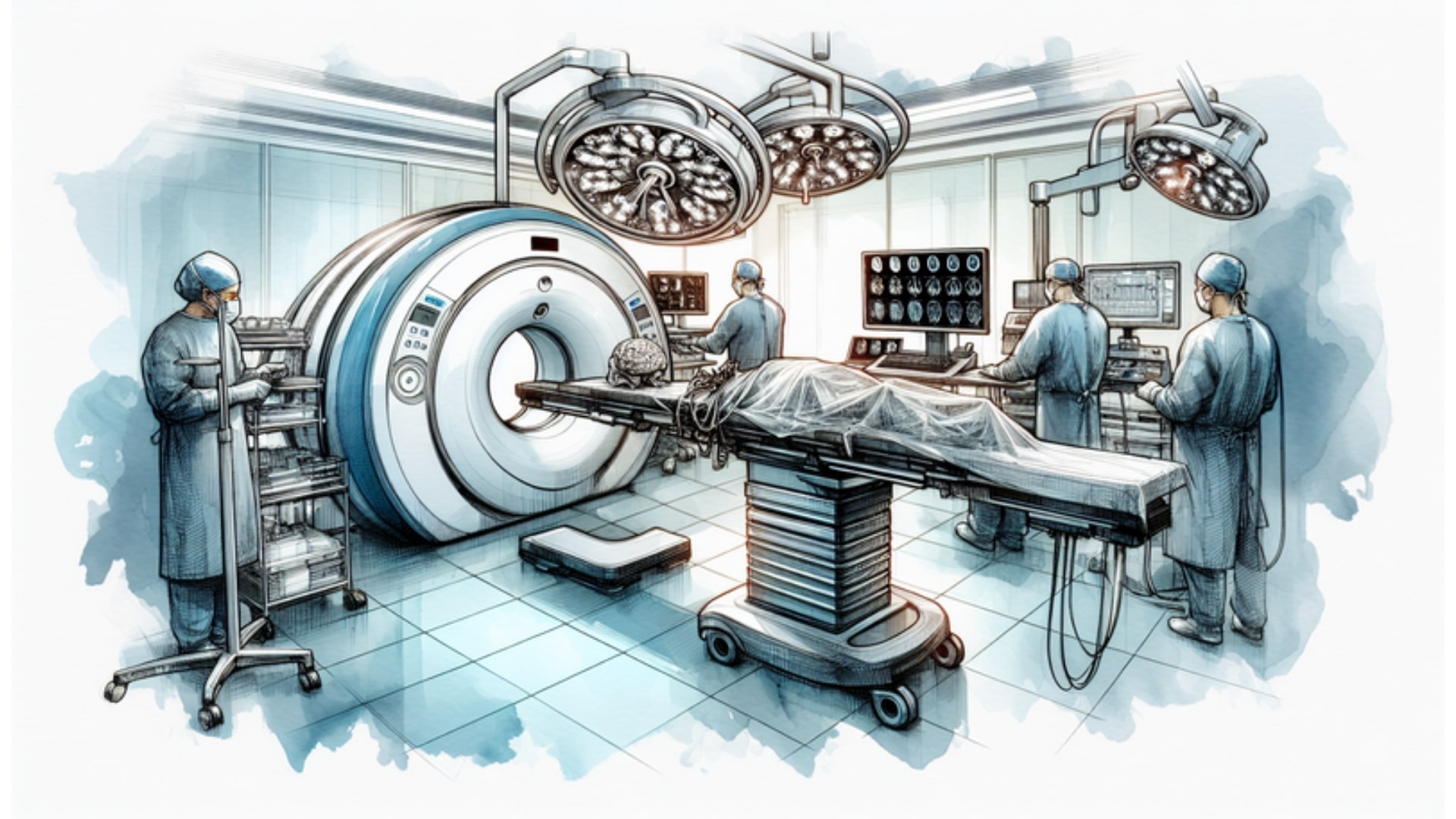 Intraoperative MRT während einer neurochirurgischen Operation in Hamburg, zeigt modernste medizinische Technik für Präzision und Sicherheit.